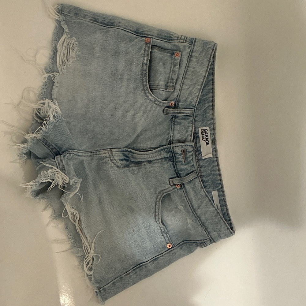 Garage Light Blue Distressed Jean Shorts